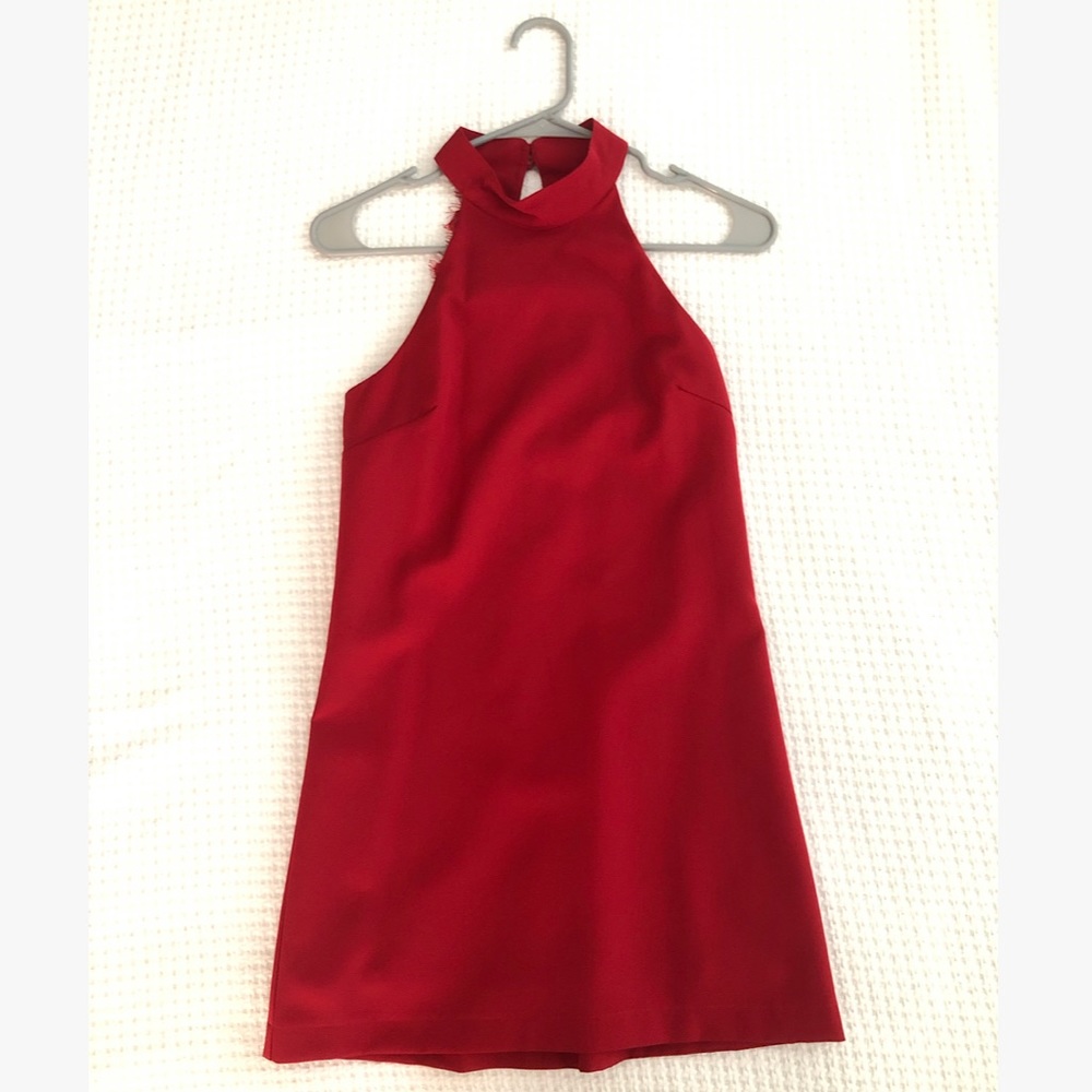 Lulus High Neck Lace Back Mini Dress